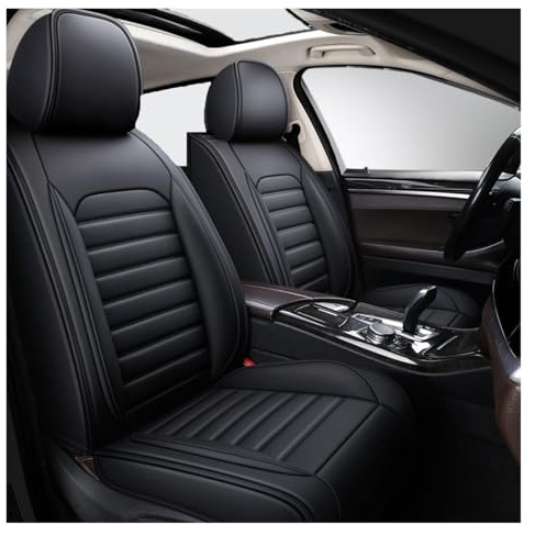 XINYUNFEI Full Set Auto Sitzbezüge Für Dacia Duster SUV 2018-2026, AutositzbezüGe Set Leder, 2-Sitze Universal-SitzbezüGe Auto Komplettset(Black)