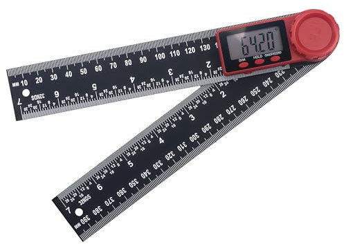 Digital Angle Finder Ruler with LCD Display 200mm/7 Inch Electronic Protractor Inclinometer Angle Gauge Measuring Tool 0–360° Digital Precision Protractor for Woodworking, Construction (Black 1 Pc)
