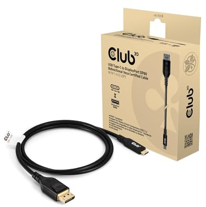 Club3D USB Typ-C auf DisplayPort DP80 bidirektionales VESA zertifiziertes Kabel 1m