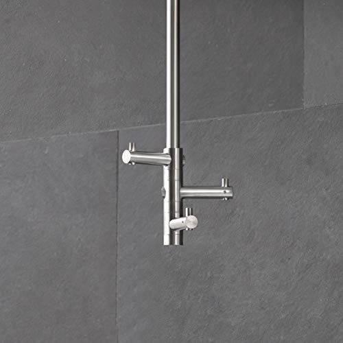 Hängegarderobe, 3 drehbare Kleiderhaken, Deckengarderobe, Garderobenstange aus massivem Edelstahl, hochwertig, stabil - PHOS Design