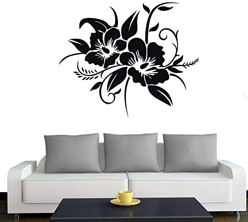 A690 Wandtattoo Hibiskusblüte 50cm x 41cm schwarz (erhältlich in 40 Farben und 4 Größen)