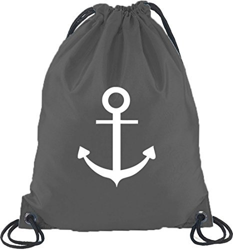 Shirtstreet24, ANKER, Kapitän Seefahrt Schiff Turnbeutel Rucksack Sport Beutel, Größe: onesize,Dunkelgrau