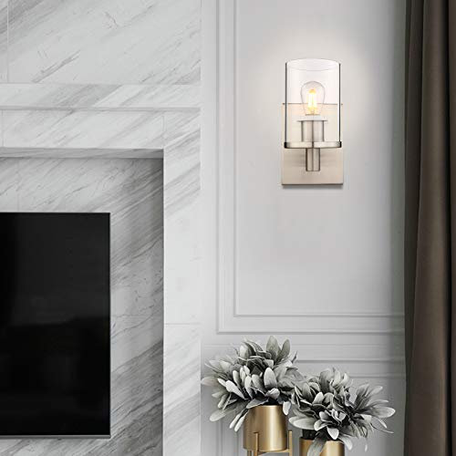 Yosoan Klar Glas Wandleuchten Vintage Industrie Loft-Wandlampen Antik Deko Design Wandbeleuchtung Leuchte, Lampe, Innenleuchte, Außenleuchte (Gebürsteter Edelstahl Farbe)