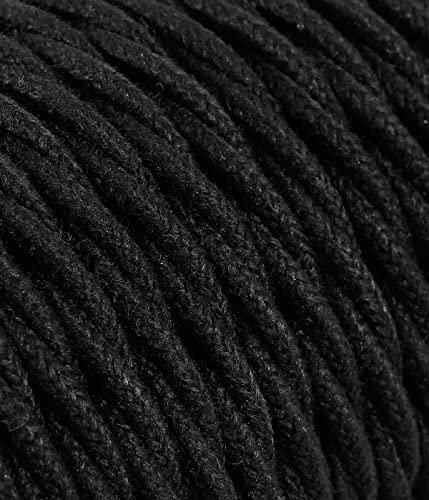 Cavo Elettrico Treccia/Trecciato Rivestito in Tessuto. Colore Nero Cotone. Sezione 3x0.75 (5 Metri)