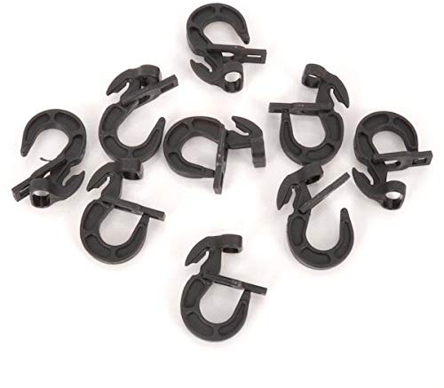 Everlasto Plastic Easy Fix Hooks for 8 & 10mm Bungee Cord (Pack of 10, 100) (10 PACK)
