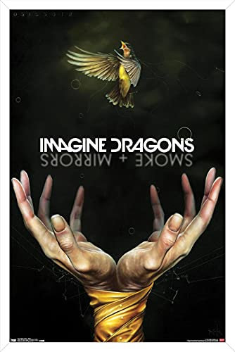 Trends International Imagine Dragons – Smoke Wandposter, 37,4 x 56,8 cm, weißer Rahmen