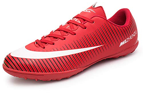 BOTEMAN Fußballschuhe Herren Spikes Cleats Trainingsschuhe Kinder Beruf Jugendliche Outdoor Football Athletics Sportschuhe Unisex,Rot,40 EU