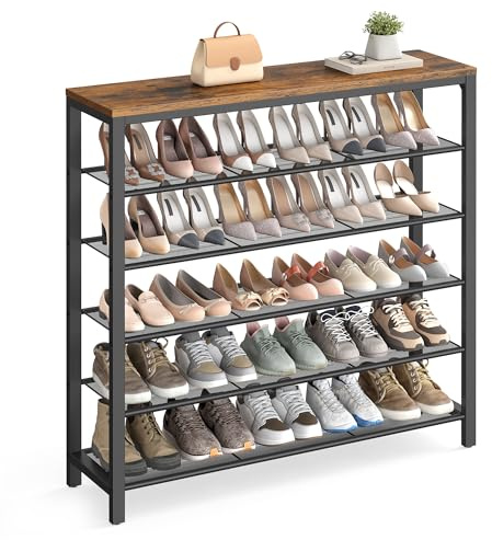 VASAGLE 6-Tier Shoe Rack, 24-30 Pairs, Metal Mesh