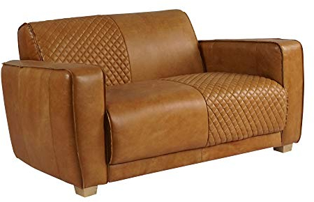 Vintage Line Clubsofa Harrogate 2-Sitzer Echtleder Hellbraun Loungesofa Stilmöbel