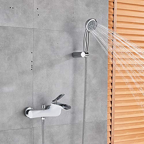 Blanc Chrome Cascade Baignoire Robinets De Douche Salle De Bains Douche Mitigeur Mitigeur Mitigeur De Douche Mural