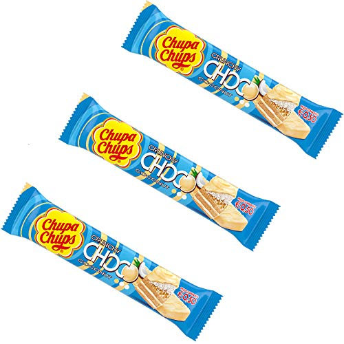 20 BARRETTE CIOCCOLATO BIANCO WAFER CHUPA CHUPS CHOCO CRUNCHY COCONUT 27G