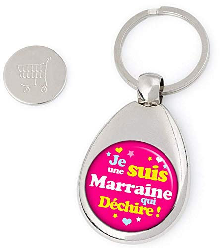 Porte clés jeton de caddie Marraine