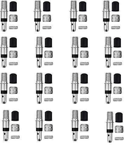 Fahrrad-Ventile,16 Stücke Ersatz Fahrrad Ventil Set Adapter Fahrradventil + Muttern + Ventilkappen Deutscher Ventilkern Reifenventilkern für Standard Normal-Ventil Ersatz Reifen-Ventile