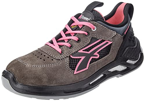 U-Power - Baskets de sécurité basses pour femmes avec renfort anti-shock KATE - Usage général - ESD S1P SRC 38 Gris / Rose
