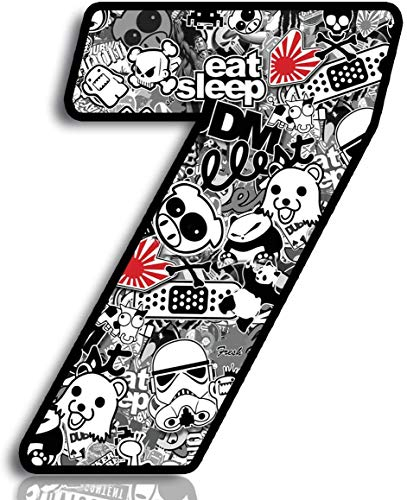 Biomar Labs® Adesivo Sticker Numero Racing Gara DC Sticker Bomb Bianco Auto Moto Cross Rally Sport Tuning (7)