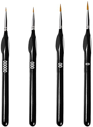 Lot de 4 Pinceaux à Poils Fins pour Peinture, Acrylique, Peinture à L'huile, Modélisme, Peinture par Numéro