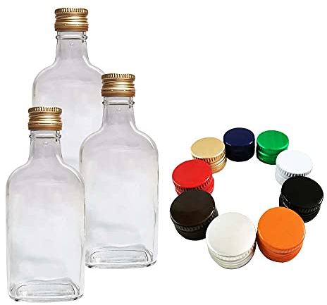 DIAH DO IT AT HOME Lot de 20 flacons vides en verre de 200 ml + bouchons à vis de couleur mélangée