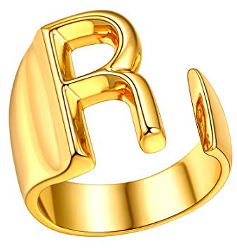 FindChic Personalisieter Alphabet R Ring Damen Herren Offener Buchstabe Ring Initial Anfangs buchstabenring Partnerring Freundschaftsring