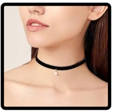 Wedity Schwarze Samt-Perlenkette Schlüsselbein-Halskette Kurze Choker-Halskette Verstellbarer Schmuck für Frauen und Mädchen