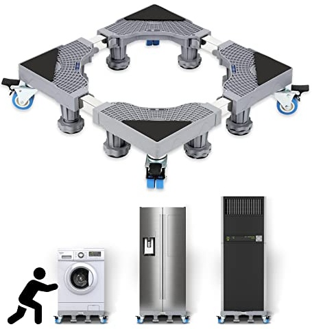 Ansobea Base ajustable para lavadora, base móvil, soporte para secadora, soporte para congelador (40-68 cm, ajustable)