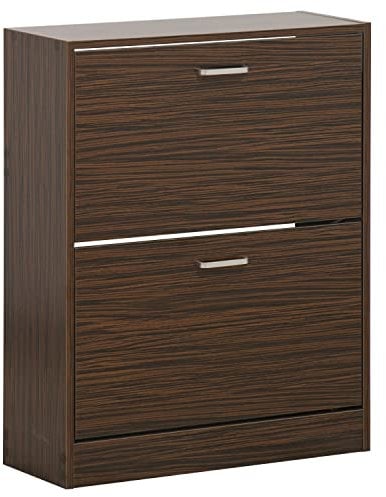 Brigros WeHome - Scarpiera salvaspazio disponibile in diversi modelli e colori con ante a doppio ripiano, scarpiera legno, porta scarpe salvaspazio, scarpiera componibile (Zebrano, 2 Ante)