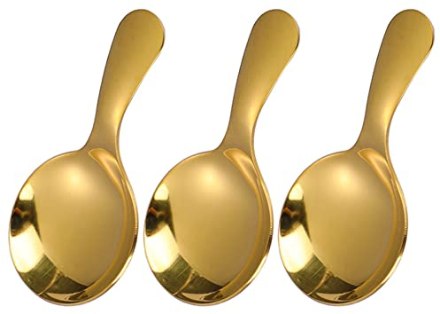 WideSmart 3 Pcs Coffee Scoop Set,Soup Spoons,Stainless Steel Coffee Spoons Short Handles,Ice Cream Spoon Mini Spoon,Loose Tea, Sugar Or Flour