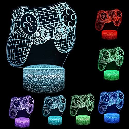 TEBOCR 16 Color Change Decor Lamp Desk Table Gamepad 3D Illusion Night Lights with Remote & Smart Touch, Gifts for Boys,Girls