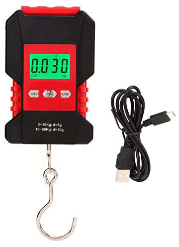 Rehomy Digitale Fischwaage, 50 kg, hängende Gepäckwaage, elektronische Kranwaage mit Maßband für Garage, Bauernhof, Jagd, Angeln