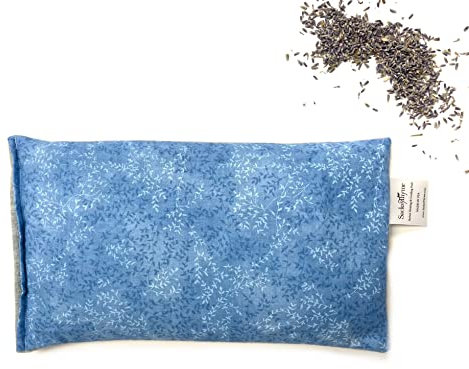 SacksyThyme Microwave Heating Pad for Back, Neck, Menstrual Cramps, Shoulders, Leg Pain Relief - Hot Moist Microwavable Therapy Pack - Flaxseed Hot & Cold Pad Made in USA (Size: 12 x 7) Lavender