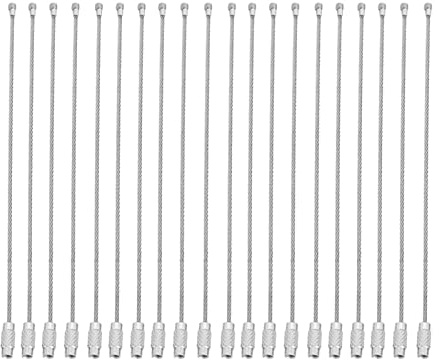 Yosoo Health Gear 20Pcs Wire Keychain Cable, Stainless Steel Wire Keyrings 15cm / 5.9in Cable Rope Keyrings 1.5mm Key Rings Loops with Screw Lock for Hiking Luggage ID Tags - Silver