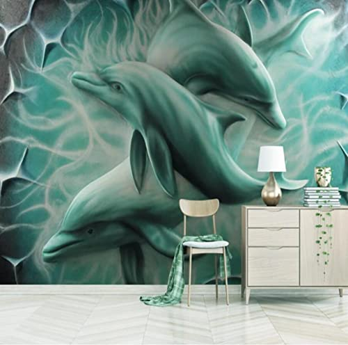 Fototapete Delfin Modern Wohnzimmer Schlafzimmer Wandtapete Motivtapeten Vlies Tapete 350CM(W)*256CM(H)