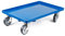 Transportroller für Euroboxen 60x40cm mit Gummiräder blau | Geschlossenes Deck | 2 Lenkrollen & 2 Bockrollen | Traglast 300kg | Kistenroller Logistikroller Rollwagen Profi-Fahrgestell