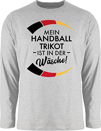 Langarmshirt Herren Langarm Shirt - 2024 - Mein Handball Trikot ist in der Wäsche - Lustig Handball WM EM Spruch Trikot Ersatz Witzig - S - Grau meliert - 2022 Handball+sprüche Ball