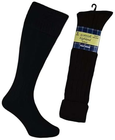 IBEX MART Schottische Highland-Woll-Kilt-Schlauchsocken für Herren, Schwarz , Einheitsgröße