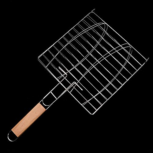 Fish Grill Basket BBQ Fish Grilling Basket BBQ Barbecue Fish Grill Rack,Meat Burger Long Handle Mesh Basket Folding Stand,Folding Portable Stainless Steel BBQ Grill Basket