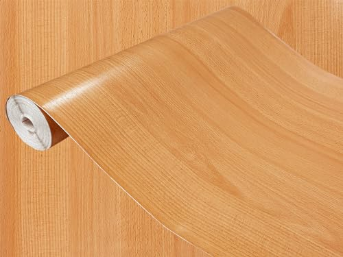 DecoMeister Vinilo Adhesivo Para Muebles Pared Cocina Imitación de Madera de Haya Roja Papel Autoadhesivo Para Forrar En Rollo Lámina Decorativa Decoración Para Puertas Armarios 45x25 cm