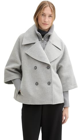 TOM TAILOR Damen Cape Jacke,21373 - medium Silver Grey Melange, L