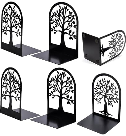 Baymate 3 Paires Serre Livres en Métal Noir Serre Livres pour Livres Lourds Serre-Livres pour Étagères Séparateur de Livres Décoratifs pour la Maison Bureau Écoles