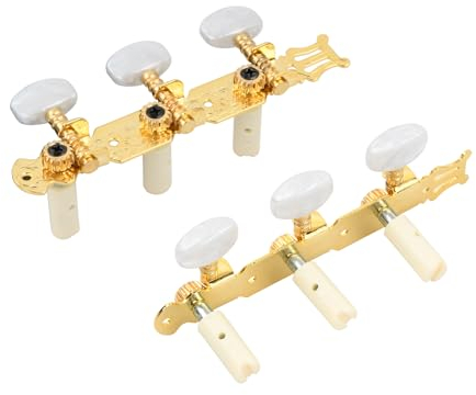 2 Pièces Mécaniques pour Guitare, Têtes de Machine pour Guitare, Chevilles D'accord de Cordes de Guitare L+R, Gold Cheville de Réglage Guitare Classique