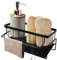 Mapouji | Porte Eponge Evier Cuisine | Support Rangement pour Produit Vaisselle | Range Savon et Organisateur en INOX Noir | Repose Eponges | Egouttoir Parfait pour écoulement de l'eau