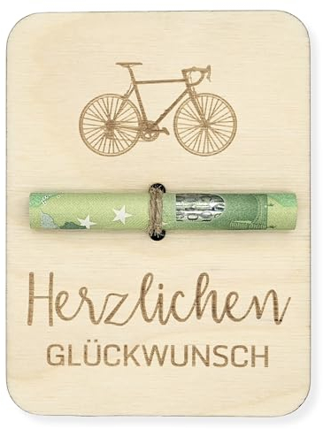 ZUKLA kleine Verpackung für Geldgeschenke 12 x 9 cm - Fahrrad Geschenk - Geldgeschenk Verpackung Holz - Handmade - Geschenkgutschein Geburtstag für Radfahrer