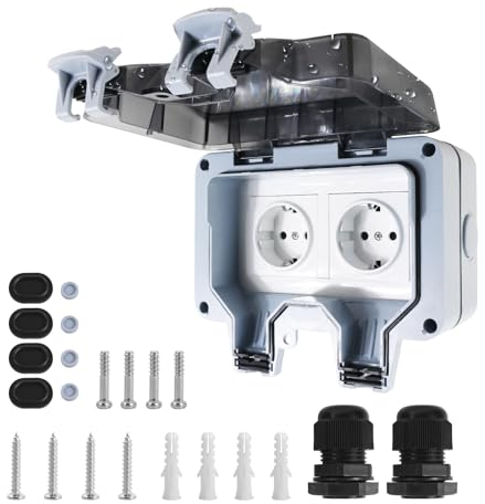 Presa esterna impermeabile, presa esterna Ip66 con copertura impedisce che i giorni di pioggia penetrino in acqua, adatto per giardino all'aperto, bagno, cucina, ecc