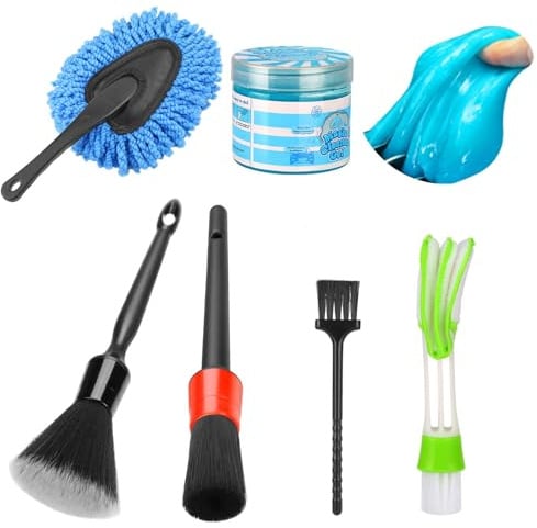 Luscinum Car Interior Duster Detailing Cleaning Gel Brushes Kit, Soft Dust Detail Crevice Brush Slime Putty Cleaner Accessories Tools for Dashboard,Air Vent,Panel,Leather