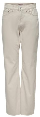 ONLY Damen Straight Fit Jeans Onlriley Ex Hw Rw Straight Ecru DNM Noos