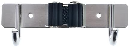 TMY Besenhalterung Wand | Gerätehalter 9 cm | Besenhalter 2 Haken 1 Halterungen | Gartengeräte Halterung zur Küche Badzimmer | Wandhalter Besen Mop Werkzeuge Schlüssel | Selbstklebend zum Anschrauben