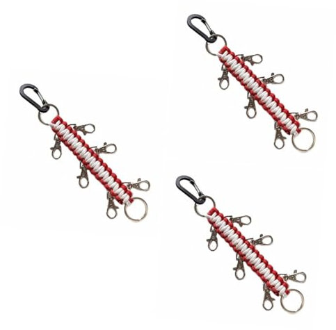 HANABASS 3pcs Handwoven Paracord Keychain Carabiner Para Cord Lanyard for Neck Climbing Outdoor Accessory