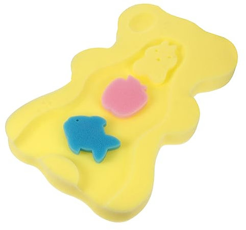 CRILSTYLEO Tapis de Bain bébé éponge Matelas Bain Bebe Matelas de Bain Bebe Tapis éponge de Bain bébé éponge de Nettoyage Porte-bébé Coussin de Tapis éponge antidérapant Yellow