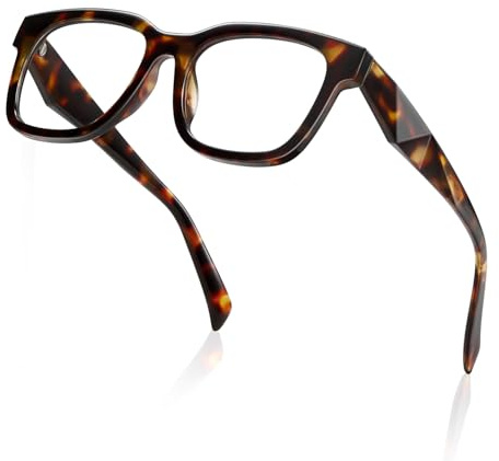 kimorn Blue Light Blocking Glasses,Anti Eyestrain & UV Protection,Square Frame Glasses for Women and Men (Tortoiseshell)
