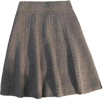 Strickrock Für Damen - Winter Plissee Strick Minirock Damen Sexy Elastische Hohe Taille A-Linie Party Kurz Warm Streetwear Einfarbig,Grau,M