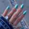 SXVME Chrome Green Blue False Nails Almond, 24pcs Short, Glazed Gel Press On, Cute Glitter Acrylic Nails Short Stiletto, Natural Stick On Nails for Women Daily & Party Wear